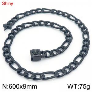 Stainless Steel Black-plating Necklace - KN283626-Z
