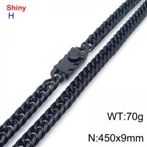 Fashionable stainless steel 450 × 9mm Cuban chain creative small circle splicing rectangular combination buckle temperament black necklace - KN284184-Z