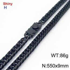 Fashionable stainless steel 550 × 9mm Cuban chain creative small circle splicing rectangular combination buckle temperament black necklace - KN284186-Z