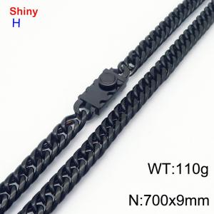 Fashionable stainless steel 700 × 9mm Cuban chain creative small circle splicing rectangular combination buckle temperament black necklace - KN284189-Z
