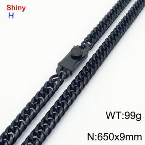 650x9mm 18k Black Plated Curb Chain Shiny Necklaces Stainless Steel Necklace Chain Square Clasp Men's Jewelry - KN284244-Z