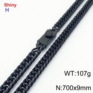 700x9mm 18k Black Plated Curb Chain Shiny Necklaces Stainless Steel Necklace Chain Square Clasp Men's Jewelry - KN284245-Z