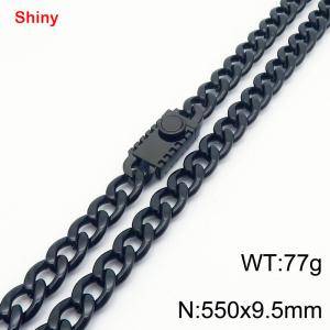 550x9.5mm black Cuban chain stainless steel necklace - KN284410-Z