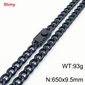 650x9.5mm black Cuban chain stainless steel necklace - KN284412-Z