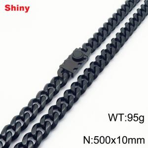10 * 500mm fashionable stainless steel polished Cuban chain square buckle necklace - KN284514-Z