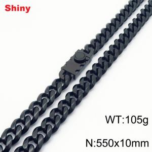 10 * 550mm fashionable stainless steel polished Cuban chain square buckle necklace - KN284515-Z