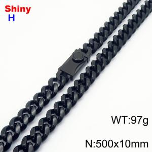 10*500mm European and American style black round ground Cuban chain stainless steel men's necklace - KN284619-Z
