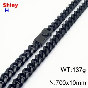 10*700mm European and American style black round ground Cuban chain stainless steel men's necklace - KN284623-Z