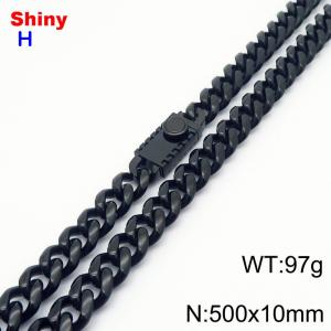 10*500mm European and American style black round ground Cuban chain stainless steel men's necklace - KN284661-Z