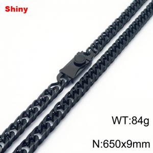 650x9mm Shiny Link Chain Necklace With Unique Clasp Men Women Stainless Steel 304 Jewelry Black Color - KN284769-Z