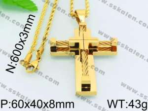 SS Gold-Plating Necklace - KN28509-K