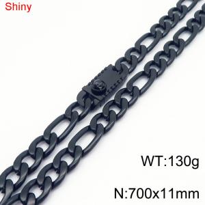 11mm 70cm minimalist polished plain chain stainless steel square Medusa buckle 3:1 Figaro necklace - KN285103-Z