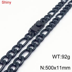 500x11mm Gold Color Stainless Steel Shiny 3：1 NK Chain Necklace For Women Men - KN285141-Z
