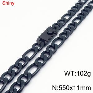 550x11mm Gold Color Stainless Steel Shiny 3：1 NK Chain Necklace For Women Men - KN285142-Z