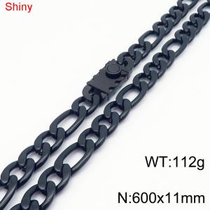 600x11mm Gold Color Stainless Steel Shiny 3：1 NK Chain Necklace For Women Men - KN285143-Z