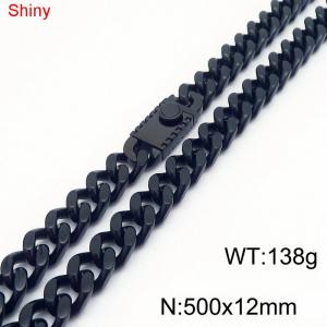 500X12mm Black Color Stainless Steel Curb Link Chain Necklace For Men Women - KN285162-Z
