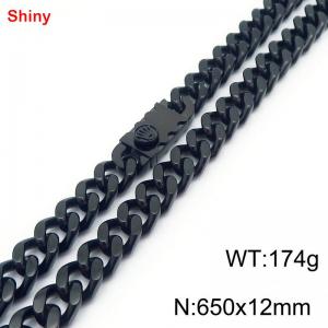 650x12mm Black Color High Quality Heavy Stainless Steel Curb Cuban Link Chain Necklaces For Men Women - KN285228-Z