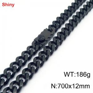 700x12mm Black Color High Quality Heavy Stainless Steel Curb Cuban Link Chain Necklaces For Men Women - KN285229-Z