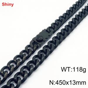 450x13mm stainless steel black Cuban chain necklace - KN285434-Z