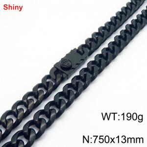750x13mm stainless steel black Cuban chain necklace - KN285440-Z