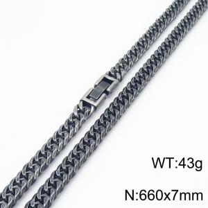 7mm 660mm Stainless Steel Link Chain Necklace Boil Black Color - KN285631-KFC