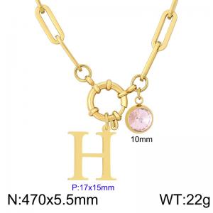 Stainless steel slingshot buckle English letter necklace - KN285864-Z