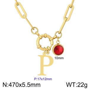 Stainless steel slingshot buckle English letter necklace - KN285898-Z