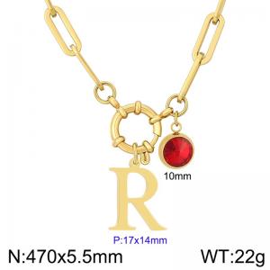 Stainless steel slingshot buckle English letter necklace - KN285900-Z