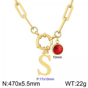Stainless steel slingshot buckle English letter necklace - KN285901-Z