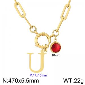 Stainless steel slingshot buckle English letter necklace - KN285903-Z