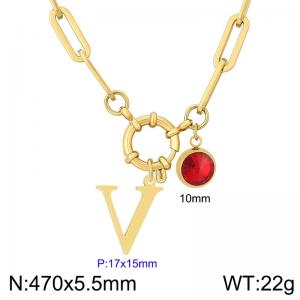 Stainless steel slingshot buckle English letter necklace - KN285904-Z