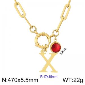 Stainless steel slingshot buckle English letter necklace - KN285906-Z