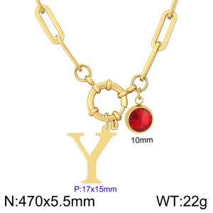 Stainless steel slingshot buckle English letter necklace - KN285907-Z