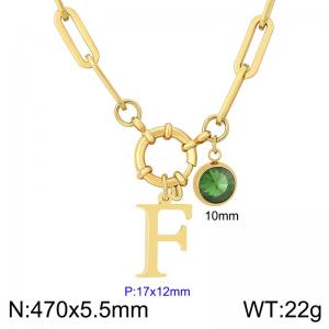 Stainless steel slingshot buckle English letter necklace - KN285940-Z