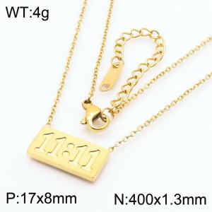 Fashion Instagram Time Card 11:11 Titanium Steel Necklace Women's Edition - KN286032-KLX