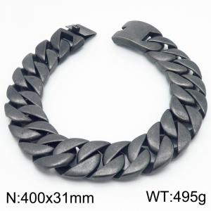 400x31mm Domineering Boil Black Cuban Chain Stainless Steel Jewelry Male Necklaces - KN286220-KJX