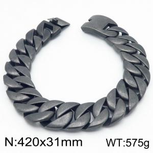 420x31mm Domineering Boil Black Cuban Chain Stainless Steel Jewelry Male Necklaces - KN286221-KJX