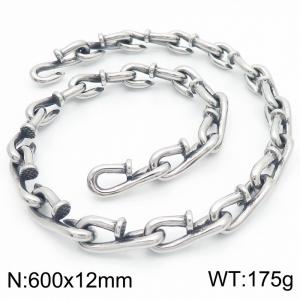 600x12mm Vintage Jewelry Nail Chain Stainless Steel Lifting Hook Necklaces - KN286233-KJX