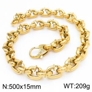 500mm Punk Gold-Plated Stainless Steel Nail Links Necklace - KN286332-KJX