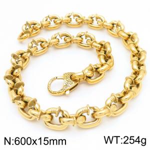 600mm Punk Gold-Plated Stainless Steel Nail Links Necklace - KN286333-KJX