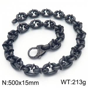 500mm Punk Black-Plated Stainless Steel Nail Links Necklace - KN286334-KJX