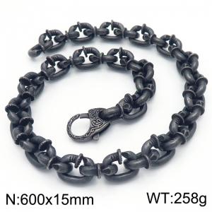 600mm Punk Black-Plated Stainless Steel Nail Links Necklace - KN286335-KJX