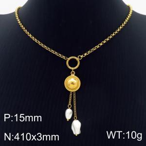 SS Gold-Plating Necklace - KN286409-HM