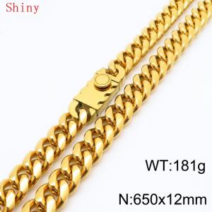 Fashionable and minimalist 12 * 650mm stainless steel square buckle gold-plated necklace - KN286791-Z