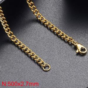 Stainless steel gold side chain necklace - KN286857-Z