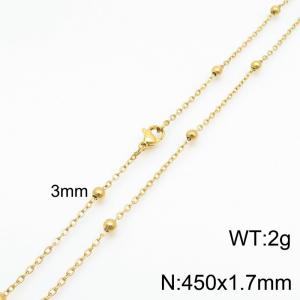 3mm 45cm Round Bead Stainless Steel Chain Women Gold - KN286865-Z