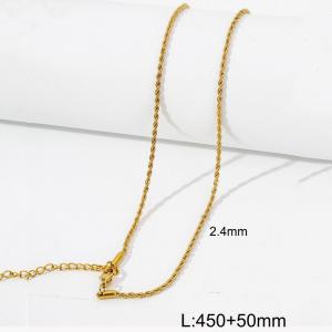Fashion gold 2mm Fried Dough Twists chain titanium steel necklace - KN286893-Z