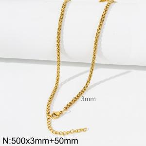 Minimalist style stainless steel gold flower basket chain women's necklace - KN286909-Z