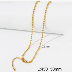 2.5mm Minimalist style stainless steel gold round bead chain women's necklace - KN286921-Z