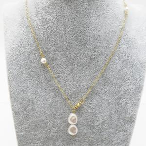 SS Gold-Plating Necklace - KN286941-WH